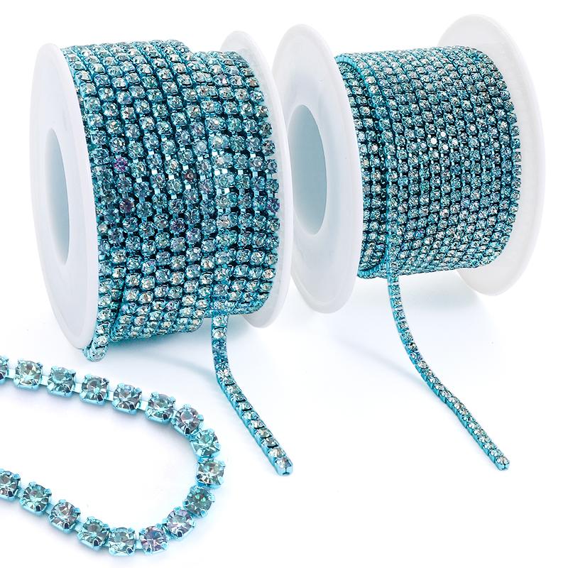 Colors Magic Volcano 5yd 10yd/roll Rhinestones Trim Cup Chain Strass Decorative Applique Crystal Trimmings For Needlework