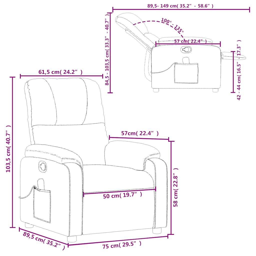 Massage Recliner Chair Black Microfiber Fabric
