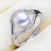 Natural Freshwater Pearl Rings Women Fashion Luxury Cubic Zirconia Adjustable Ring Jewelry