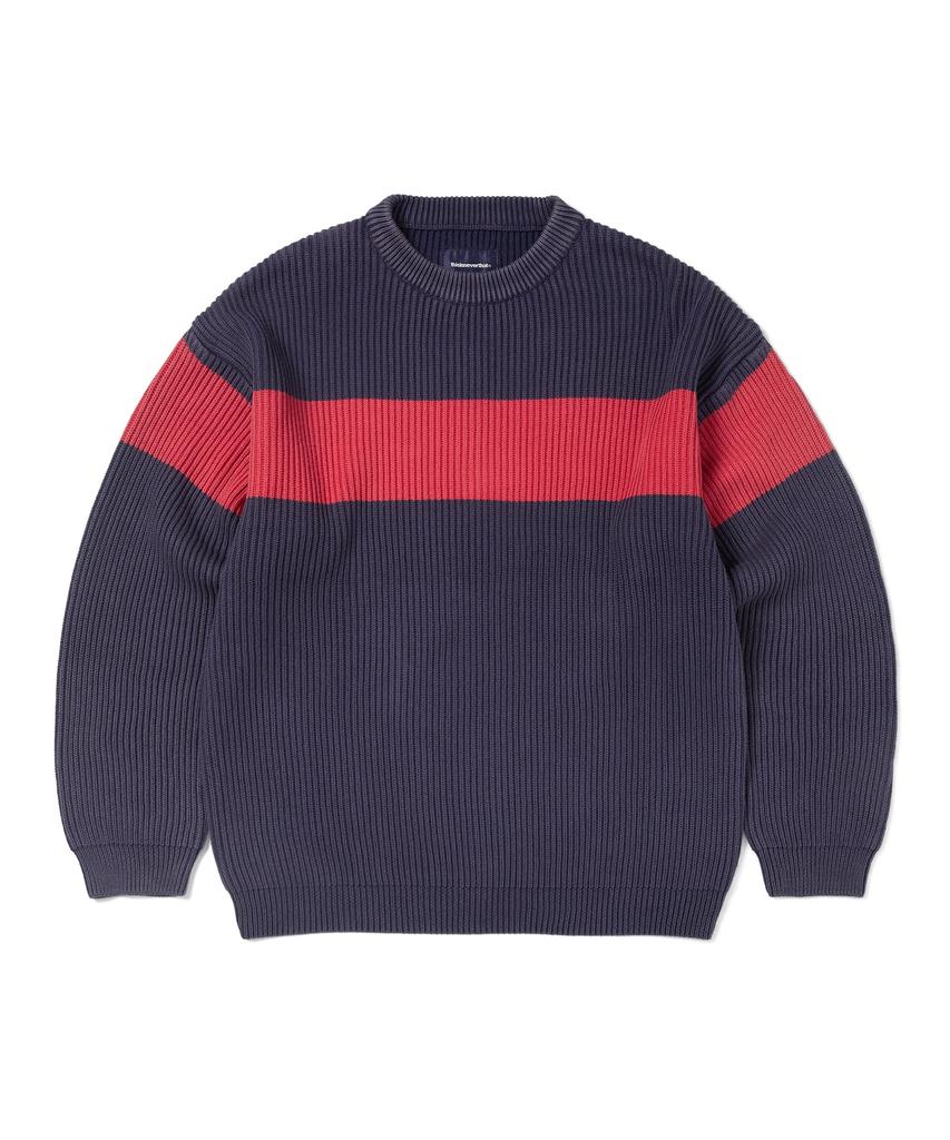 THISISNEVERTHAT Washed Block Knit Sweater Navy