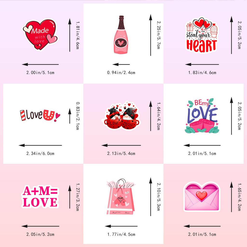 Набор из 50 шт. наклеек на День святого Валентина - Романтические наклейки в виде сердец для блокнота, подарков, DIY-декора