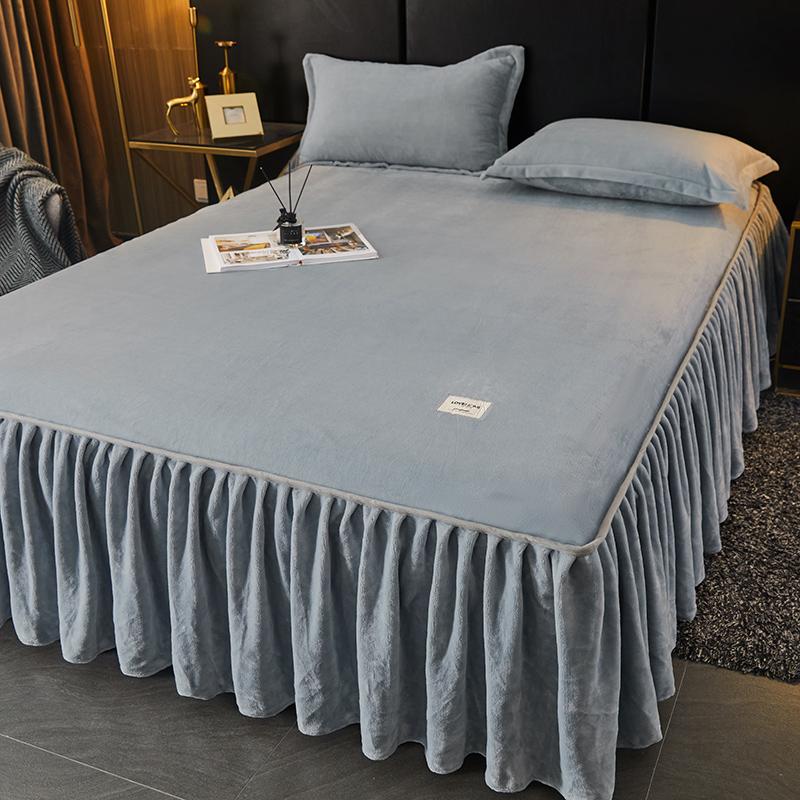 Однотонная юбка-кровать, бархатное покрывало на зимнюю кровать, приятные для кожи защитные наматрасники, домашнее покрывало roupa de cama (Нет наволочки)