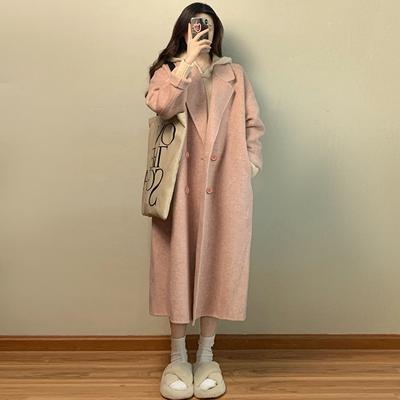 Пальто шерстяное женское средней и длинной длины осенне-зимнее утолщенное пальто в иностранном стиле