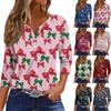 Women's T Shirt Tee Print Button 3/4 Sleeve Daily Weekend Fashion Basic V Neck Regular Top