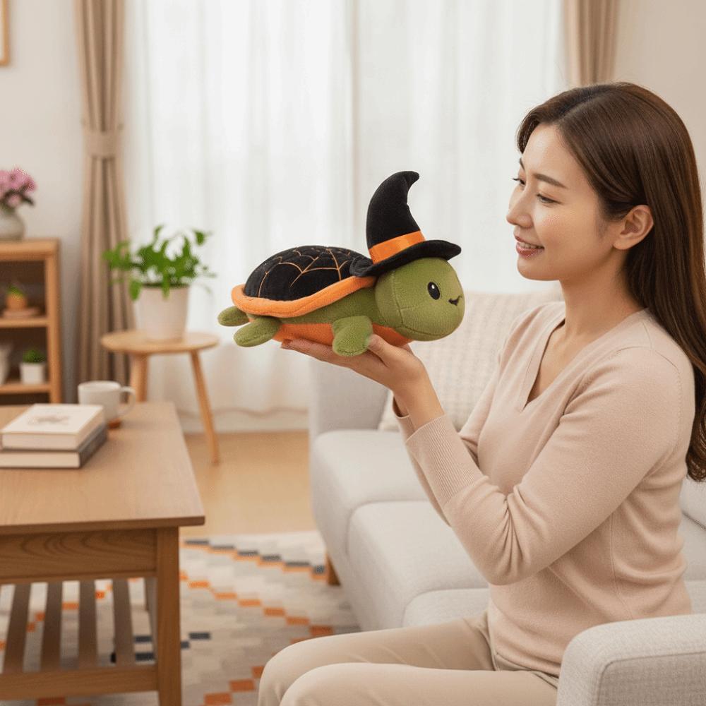 Soft Plush Witch Hat Turtle Plush Toy Non-Slip Bottom Turtle Plush Toy Living Room