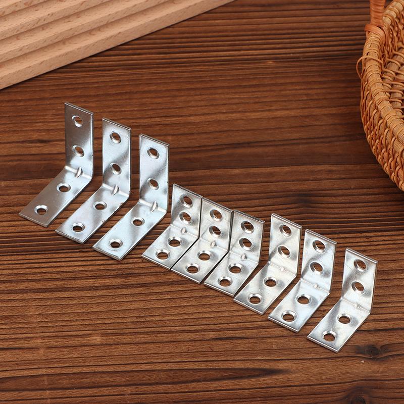 20 шт. L-образных угловых кронштейнов Металлические угловые скобы Кронштейн для полки ящика Настенный кронштейн Фиксация Прямоугольные угловые скобы Мебельная фурнитура