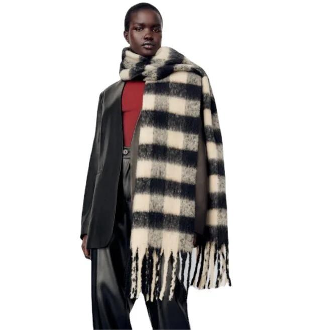 Winter Scarf For Women Men Cashmere Warm Plaid Pashmina Blanket Wraps Female Thick Soft Bufanda Tassel Shawl Long Poncho Echarpe
