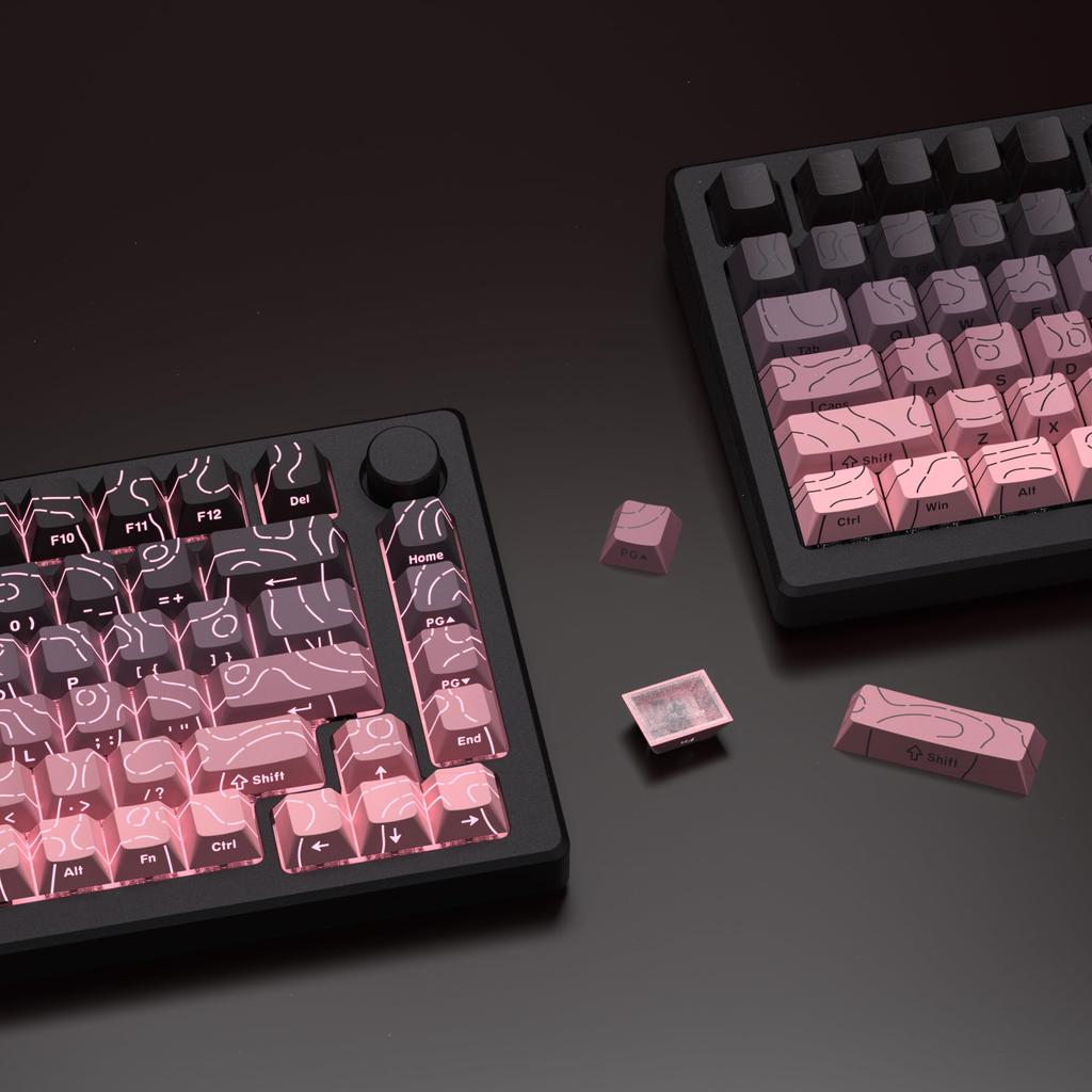 98-Key Contour Keycaps, 4.0 Cherry Profile, Side Engraving (Pink)