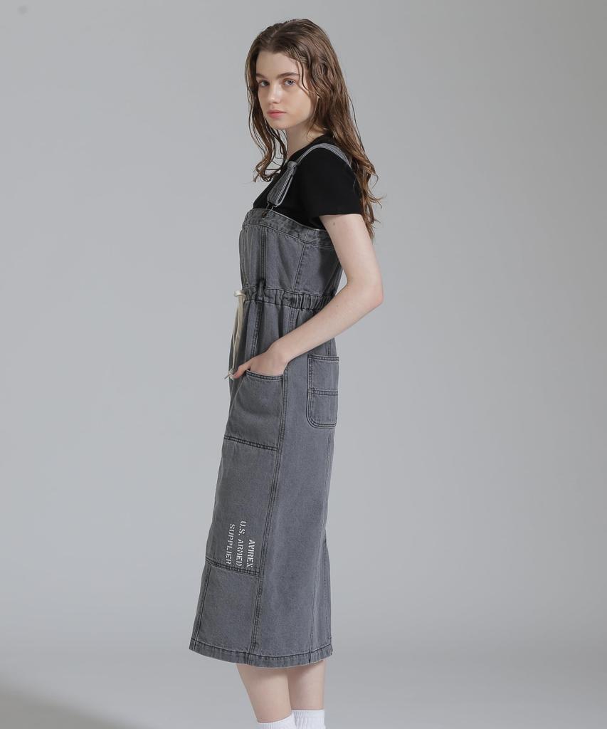 AVIREX BELT PRINT DENIM JUMPUR SKIRT women's S 010 black 783-5116605