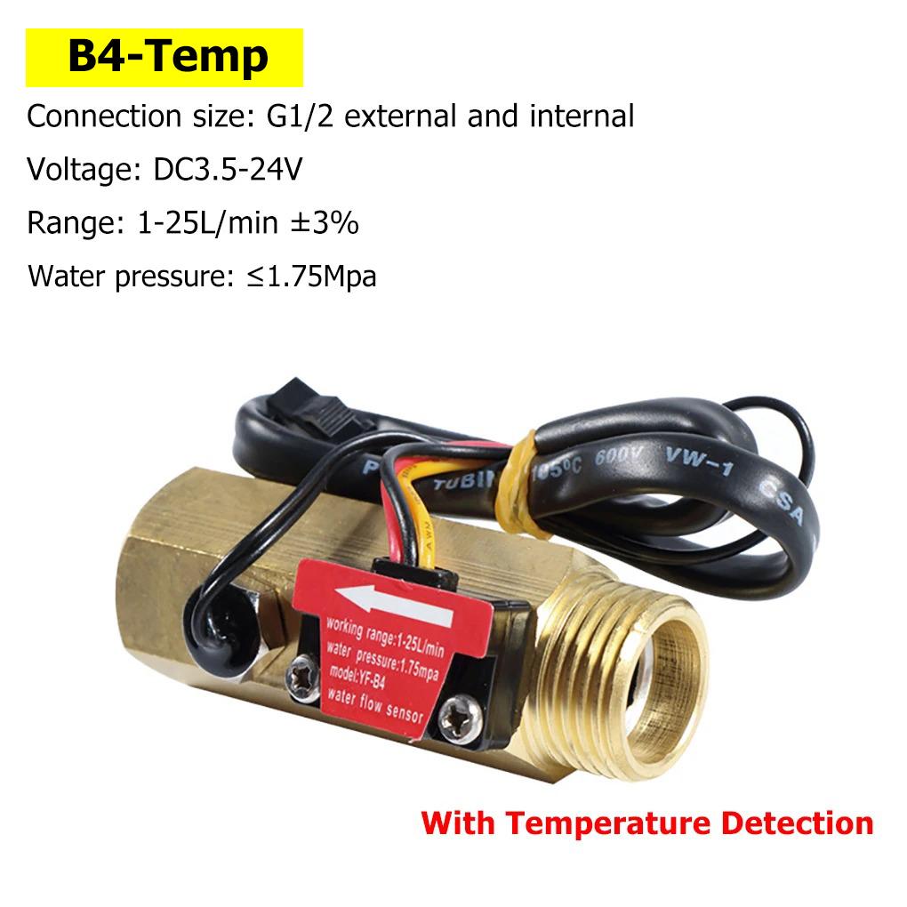 Hall Water Flow Sensor G1/2 G3/4 G1 Brass Flow Meter Electromagnetic Pulse Signal Output Liquid Flow Rate Sensor Indicator