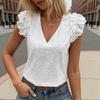 ZANZEA Women Casual V-Neck Cape Sleeve Lace Crochet Patchwork Summer Tank Tops