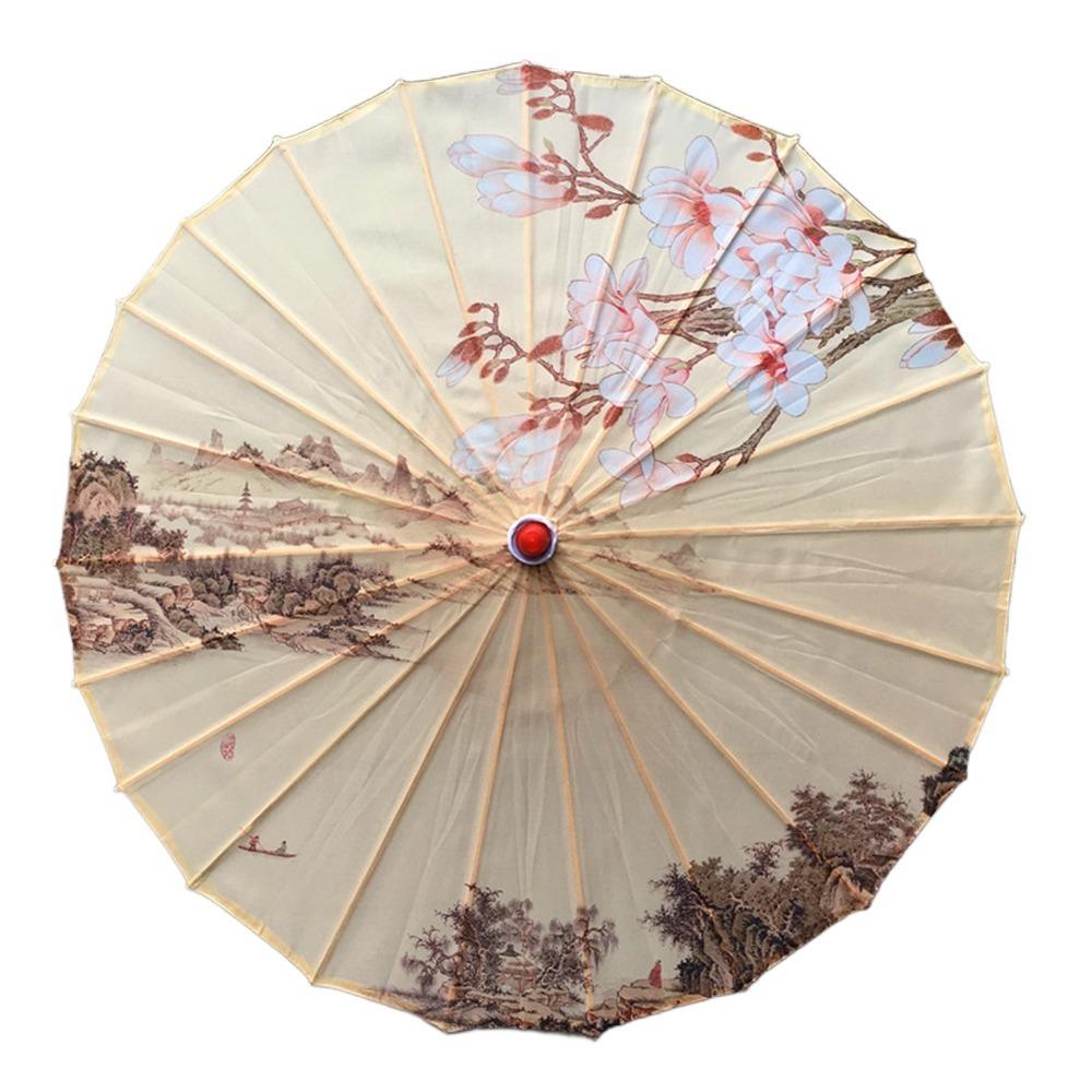 Waterproof Silk Cloth Women Umbrella Rain Proof Costume Parasol Flower Oil Paper Umbrella Party