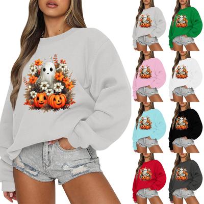 Женская повседневная мода ретро цветочный принт длинный рукав трикотажный спортивный топ свободного кроя