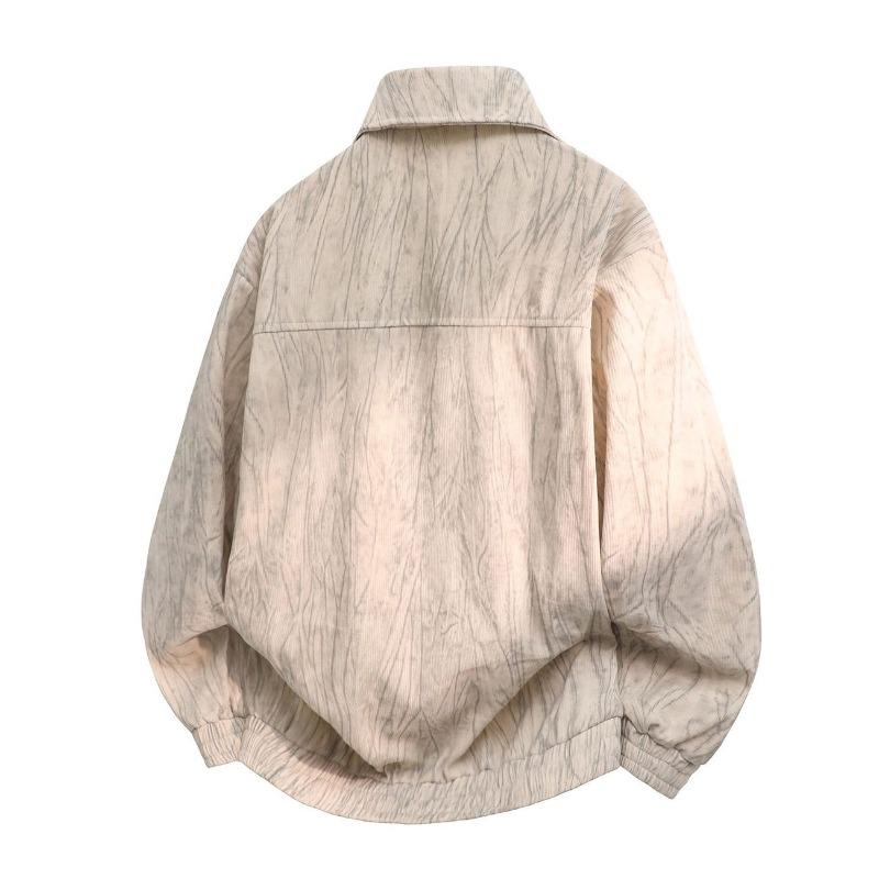 Men S Corduroy Cargo Jacket Loose Fit Turn Down Collar Casual Coat