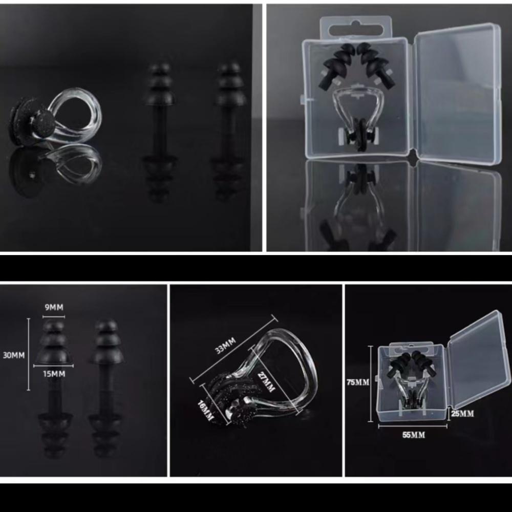 Мягкие силиконовые беруши для плавания и зажим для носа, набор, черный