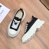 2025 Autumn New Muffin Thick-soled Heightening Casual Canvas Shoes Women's Sports Little White Shoes Board Shoes Campus Wind Front Lace-up
