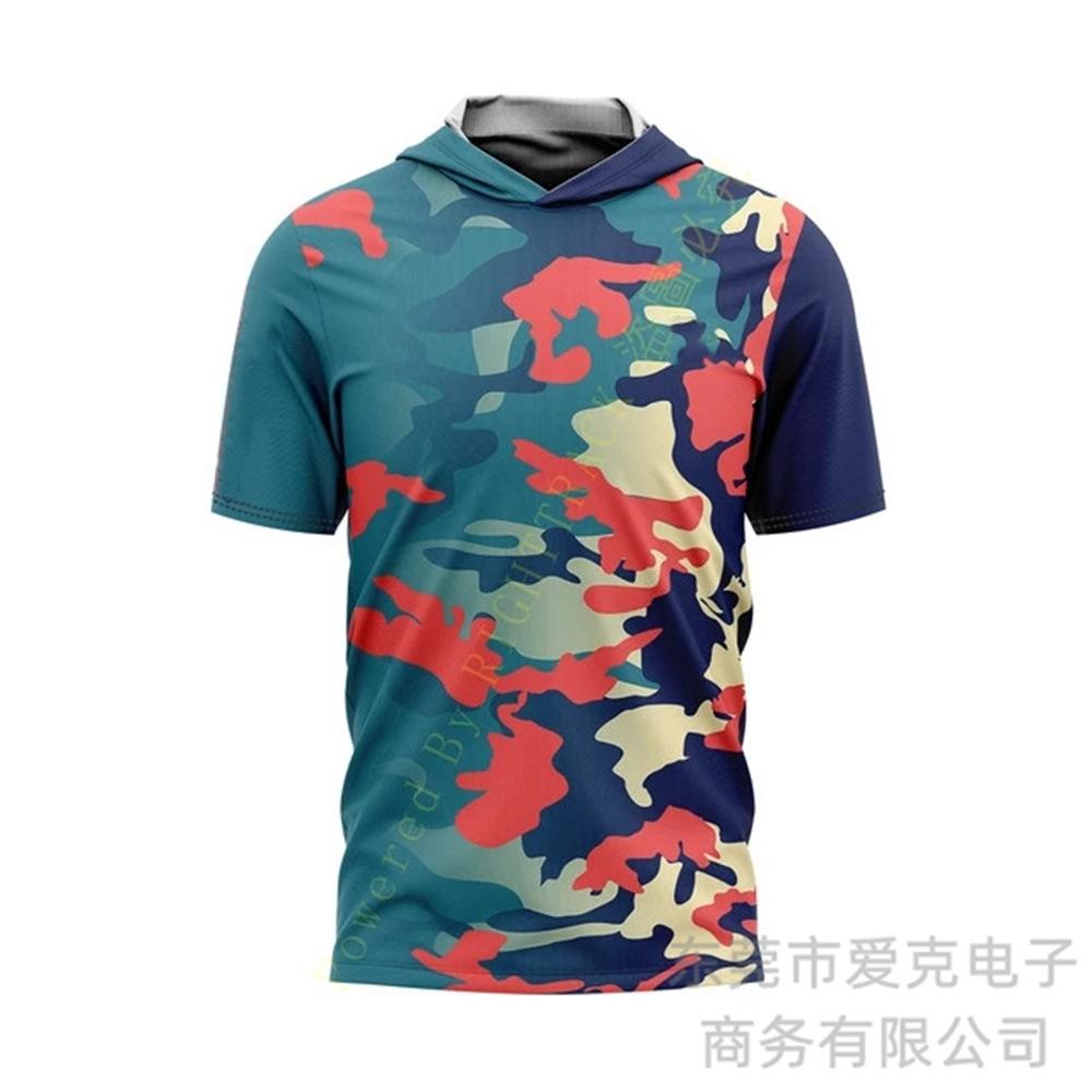 Fishing clothing Sunscreen quick-drying clothing Summer men's short-sleeved hooded outdoor sportswear Breathable Luya fishing shirt