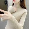 Женский мягкий вязаный свитер с высоким воротником - Облегающий, толстый, зимнее нижнее белье и универсальный верхний топ