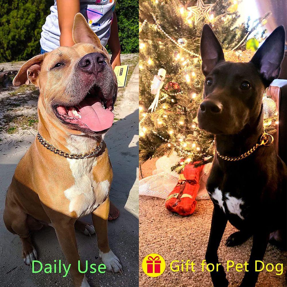 Stout Metallic Stainless Steel Collar Pet Dog Necklace Dog Collar Golden Chain Cuban Chain