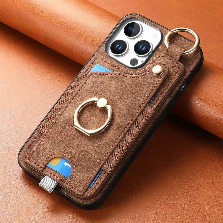 Кольцо-подставка, держатель для карточек, чехол-кошелек для iPhone, Samsung, Xiaomi, Google, задняя крышка из искусственной кожи