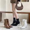 2025 осень короткие ботильоны острый носок тонкий каблук темперамент тонкие ботинки европейский и американский стиль высокий каблук эластичная задняя молния короткие ботильоны женские