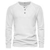 Men's Round Neck Button Long Sleeve Shirt Men's Casual Fashion Solid Color Shirt