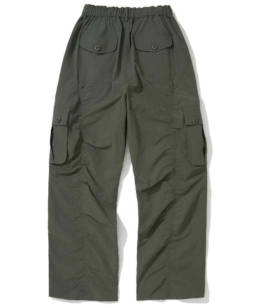 NOT4NERD Contour Shirring Nylon Cargo Pants - Khaki
