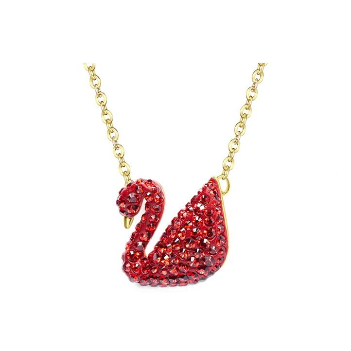 Swarovski Кулон 'Лебедь' с позолотой, Большой кулон с имитацией кристалла, Женское колье 5465400