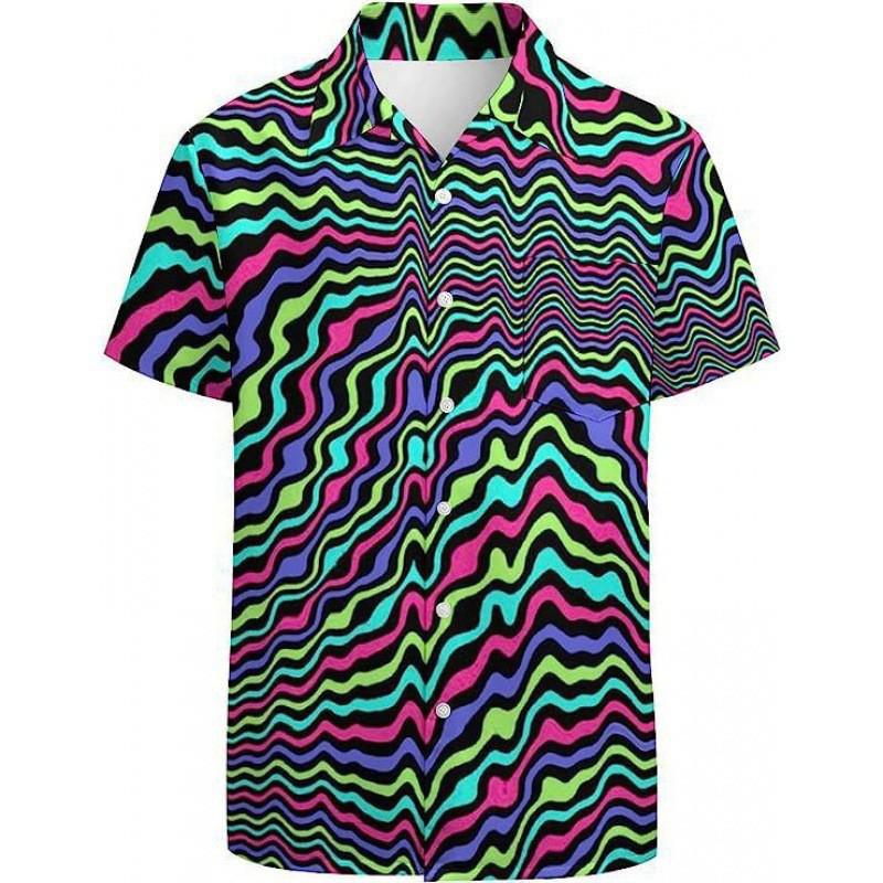 Mens Loose Fit Short Sleeve Shirt 3D Printed Casual Beach Top