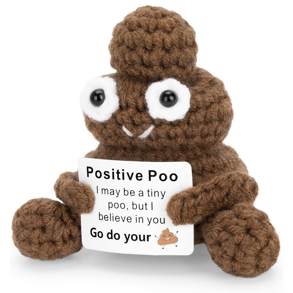 Funny Handmade Positive Poo Doll With Card Home Decoration Knitted Poo Christmas Doll Ornament Room Decor Christmas Party Gifts