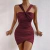 Платье Летнее сексуальное платье с перекрещивающимися бретелями и плиссировкой на бедрах