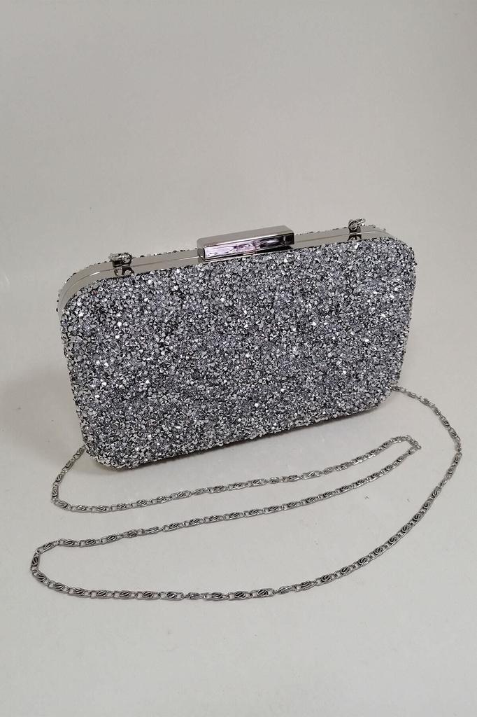 Women's Stylish and Useful Evening Dress Bag Yakamoz Women's Silver Stone Evening Dress Clutch Portfolio Bag