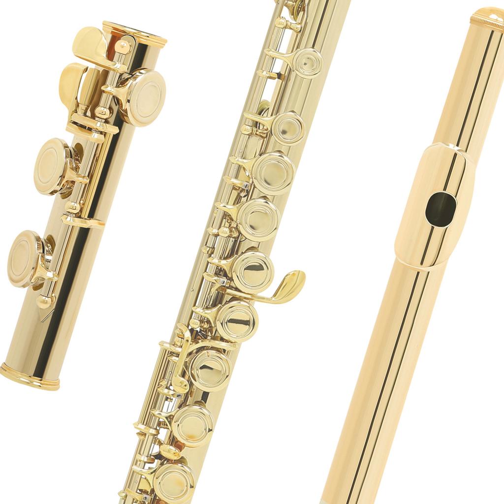 SLADE Western Concert Flute Cupronickel Nicke Plated 16 Holes C Key Woodwind Instrument with Cleaning Cloth Stick