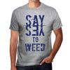 Мужская винтажная футболка Футболка с рисунком Say Yes to Weed Grey Marl