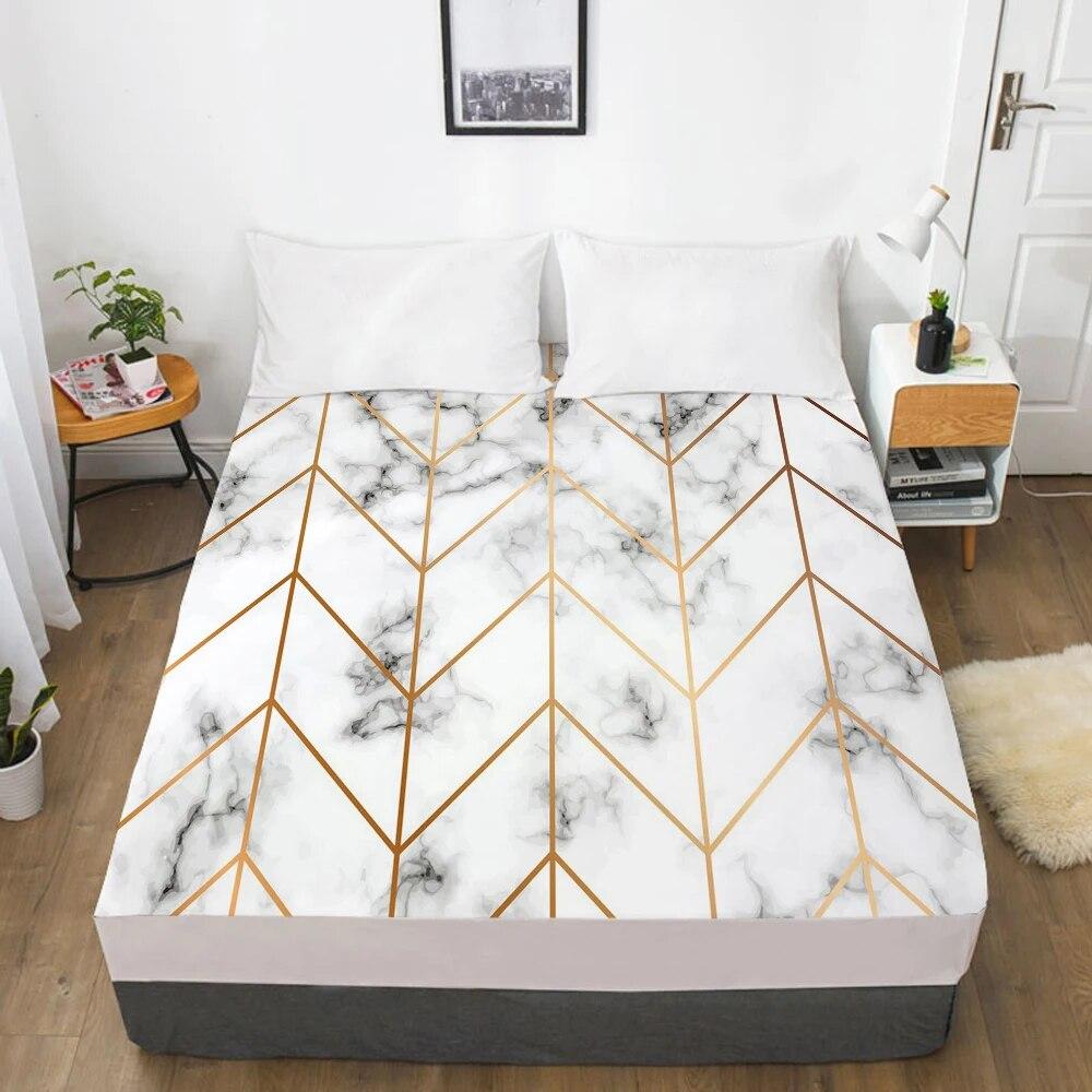 Наматрасник, простыня на резинке, простыни, постельное белье, простыня размера Queen King, 90/160X200 см, мраморная геометрия