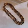 Tiger Eye Stone Beaded Necklace for Women - Light Luxury, Unique, Stackable Clavicle Chain for Autumn and Winter Fashion