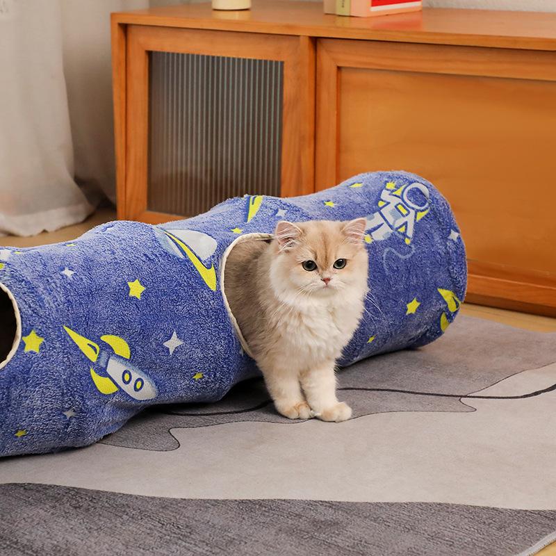 Luminous Foldable Cat Tunnel and Peek-a-Boo Self-Play Bed