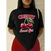 Summer Round Neck 3D Cherry Print Top Fashionable Casual Short Sleeved Women's T-shirts