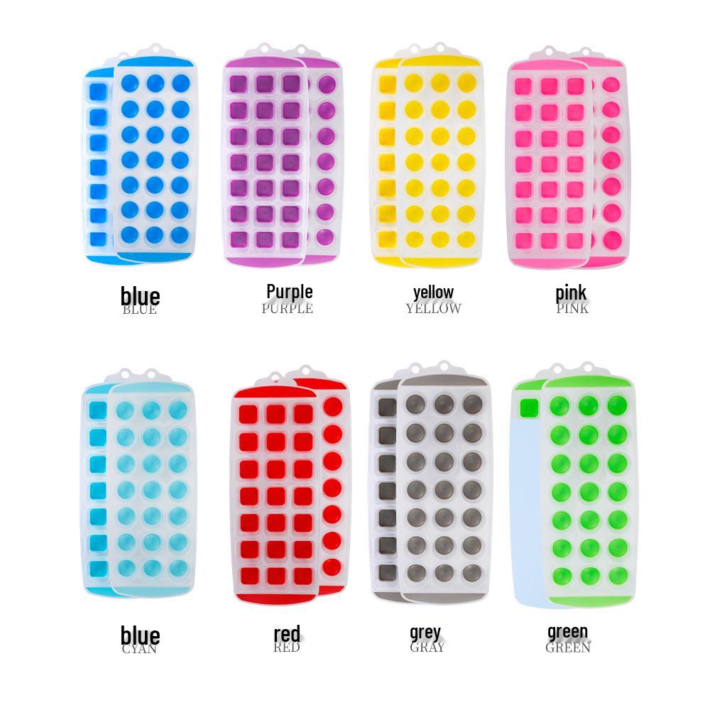 21-Cell Easy Release Ice Cube Tray - Round Hole, Square Press, Quick Freeze Mold