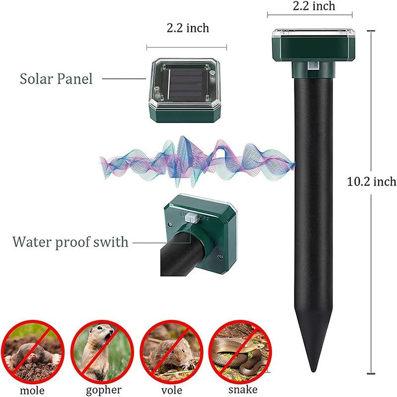 8PCS Outdoor Solar Powered Mole Repellent, Ultrasonic Animal Repeller Ground Spike, Solar Bird Deterrent for Garden Yard, Weatherproof