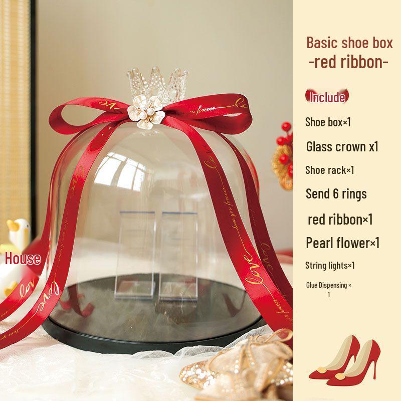 Большая акриловая свадебная коробка для обуви с кольцебросом и игрой с колокольчиком