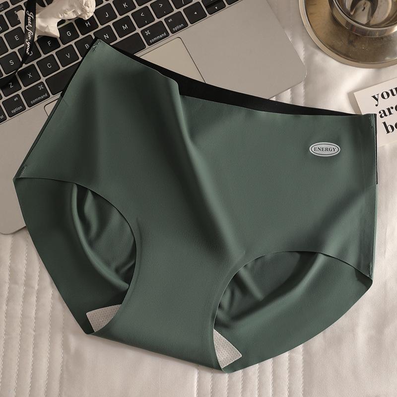 Women's Spring and Summer Ice Silk Non Mark Color Breathable Extended Gear Nude Comfortable Middle Waist Triangle Briefs