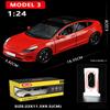 AKX1 1:24 TESLA Model 3 Car Toys  Alloy Diecasts Metal Vehicles Car Model With Sound Light Vehicle Toys For Children Gifts Collection