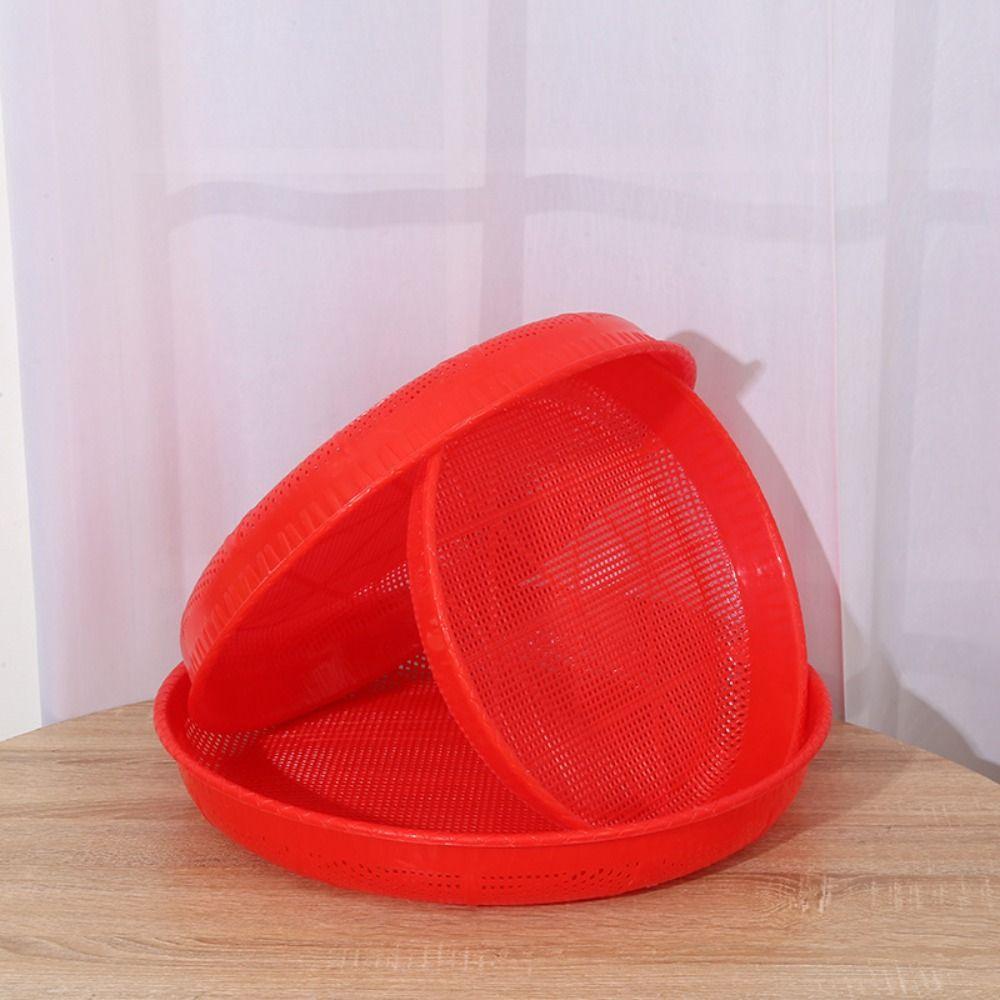 Red Sieve Basket Plastic Food Storage Tray Durable Fruit Basket Home