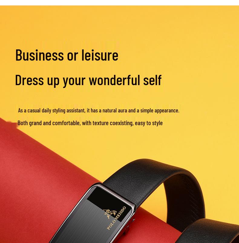 Paul Messider Мужской Кожаный Ремень с Роскошной Автоматической Пряжкой