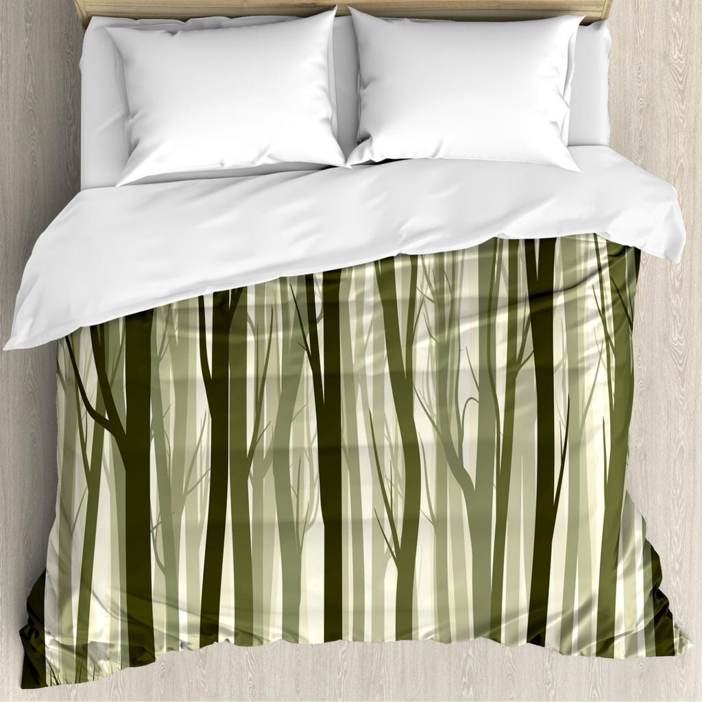 Black tree forest duvet cover breathable high definition printing bedding for family dormitory