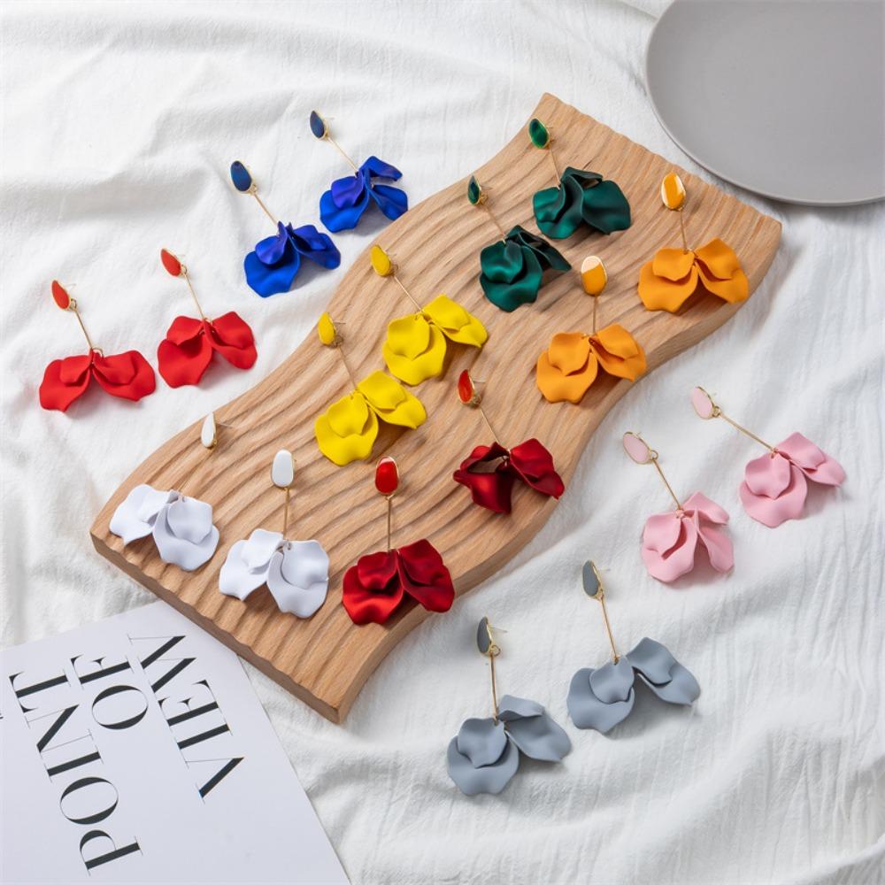 Серьги-кисточки из сплава с розовыми цветами, акриловые серьги-пирсинги, милые длинные серьги-подвески для женщин