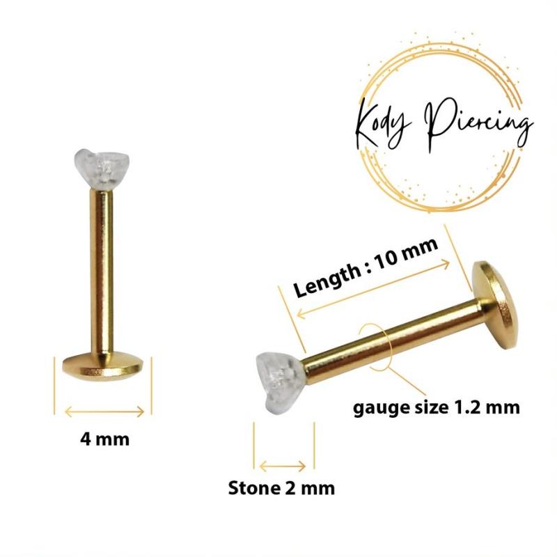 KODY PIERCING Labret Набор анодированных кристаллов золота со стержнем Bioflex 10 мм