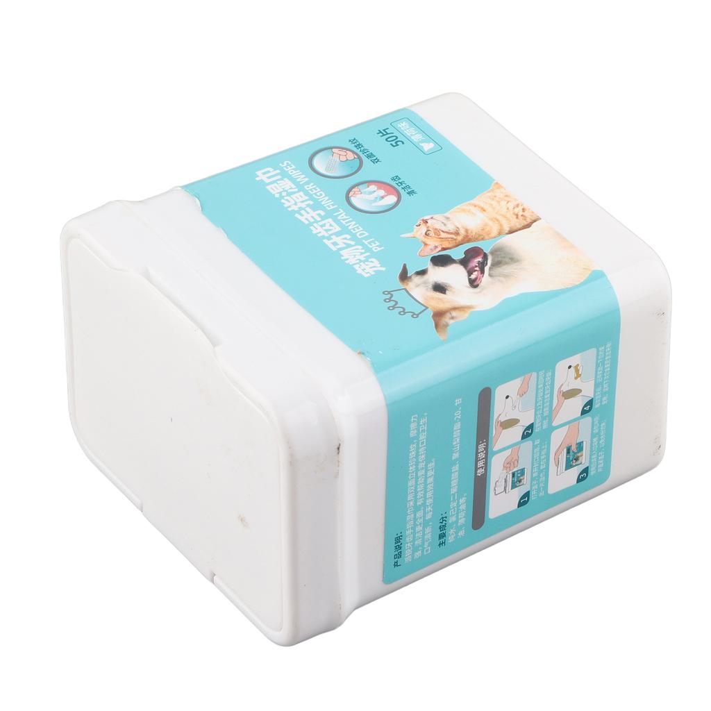 50PCS Pet Tooth Wipes Cotton Nonwoven Finger Wipes Healthy Oral Care Supplies for Cat Dog