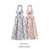 Kaslead New Arrival Women's Clothing Fashion Style Fashion Minimalist Sexy Halter Floral Cut Out Long Dress